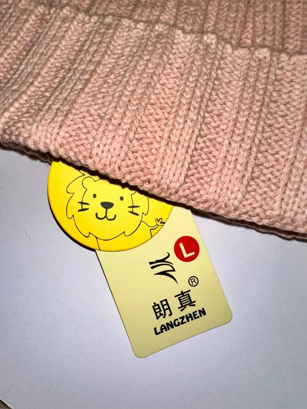 Double Pom Ribbed Knit Beanie for Kids - Pink & Cream